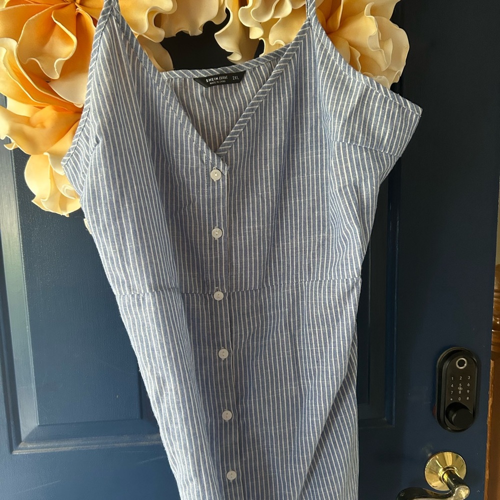SHEIN Blue and White Striped Dress
